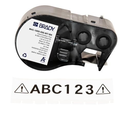 Brady Vinyl Label Bundle: (M4C-1000-595-WT-BK) All-Weather 1in x 25ft Black on White Labels and (M5-115-427) 1.25" x 1.5" Self-Laminating Black on White Cable Labels in Saudi Arabia