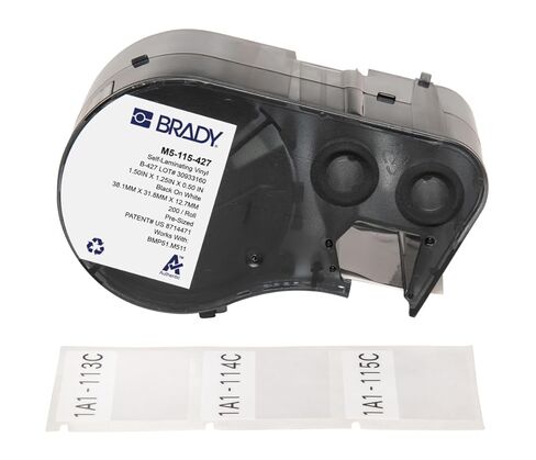 Brady Vinyl Label Bundle: (M4C-1000-595-WT-BK) All-Weather 1in x 25ft Black on White Labels and (M5-115-427) 1.25" x 1.5" Self-Laminating Black on White Cable Labels in Saudi Arabia