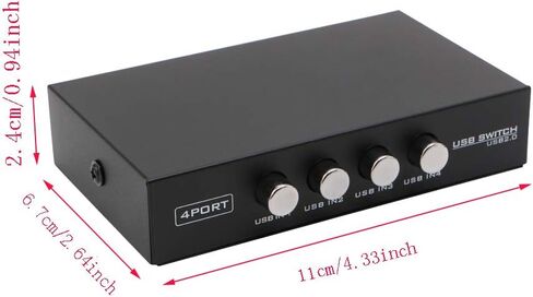 USB Printer Sharing Device, 4 in 1 Out Printer Sharing Device 4-Port Manual KVM Switching Splitter Hub Converter in Saudi Arabia