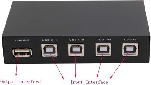 USB Printer Sharing Device, 4 in 1 Out Printer Sharing Device 4-Port Manual KVM Switching Splitter Hub Converter in Saudi Arabia