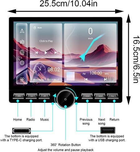 Android 15 for Honda Insight Radio 2009-2014 with Apple Carplay Android Auto4GB RAM+64GB ROM 10.8" Touch Screen with Car Stereo GPS WiFi Bluetooth FM Backup Camera SWC in Kuwait