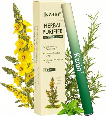 Herbal Diffuser Pen,Mullein Diffuser Pen for Lung Cleaning,Up to 800 Uses,with Mullein,Thyme and Mint,Anxiety Relief,Lightweight and Portable in Saudi Arabia