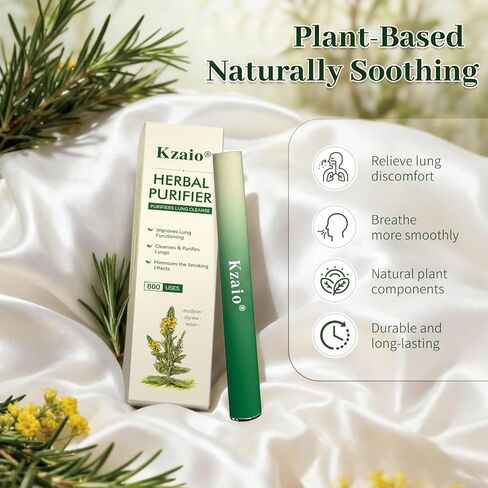 Herbal Diffuser Pen,Mullein Diffuser Pen for Lung Cleaning,Up to 800 Uses,with Mullein,Thyme and Mint,Anxiety Relief,Lightweight and Portable in Saudi Arabia