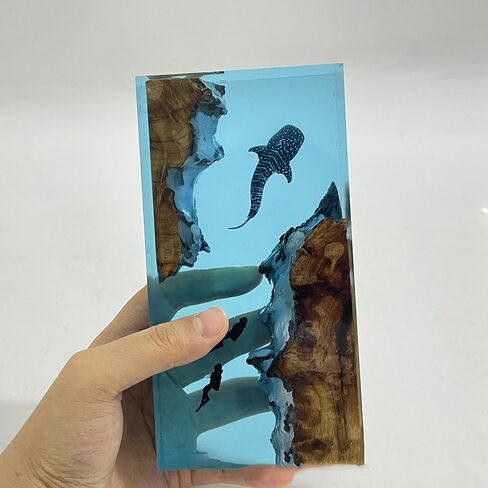 Whale Shark and Diver Resin Night Light Scuba Diving Deep Sea Exploration Wood Lamp Home Decoration Gift (8 * 5 inch) in Saudi Arabia
