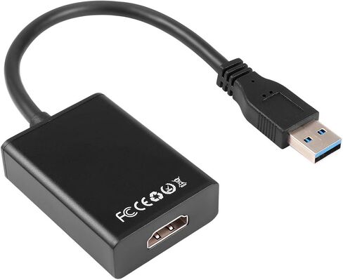 محول كابل USB 3.0 إلى فيديو مع مخرج صوت وشاشات متعددة محول 1080P لـ (أسود) in Kuwait