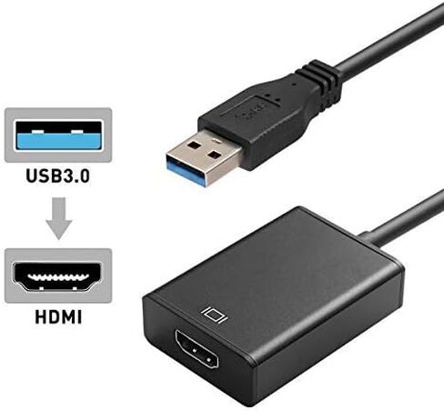 محول كابل USB 3.0 إلى فيديو مع مخرج صوت وشاشات متعددة محول 1080P لـ (أسود) in Kuwait