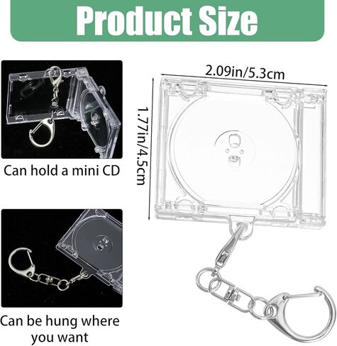 Tobeelec 40 Pcs Mini CD Holder Keychain Bulk Album Case Plastic Player Shaped Key Pendant Blank DVD Case Clear CD Jewel Keyring for DIY(CD Is Not Included) in Kuwait