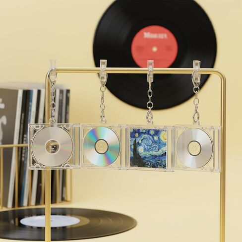 Tobeelec 40 Pcs Mini CD Holder Keychain Bulk Album Case Plastic Player Shaped Key Pendant Blank DVD Case Clear CD Jewel Keyring for DIY(CD Is Not Included) in Kuwait