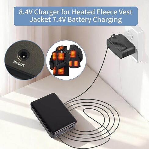 8.4V Charger for 7.4V Battery Heated Fleece Vest Jacket Clothes Replacement for Arris Men Women Heated Fleece Vest Jacket Clothes Charger Adapter in Saudi Arabia