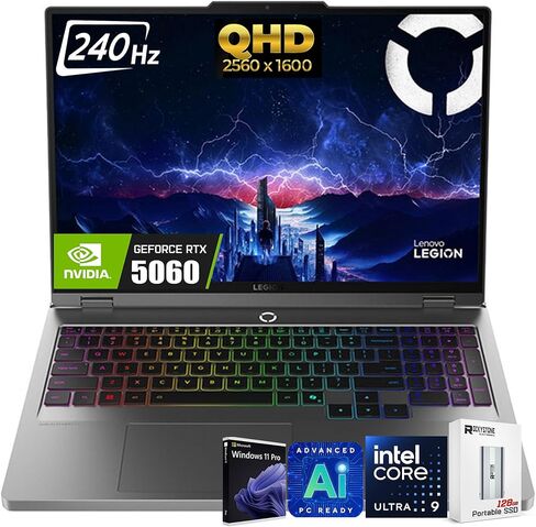 كمبيوتر محمول للألعاب Lenovo Legion 5i مقاس 16 بوصة، شاشة 16 بوصة 240 هرتز WQXGA (2560x1600) IPS 500nits، Intel 24-Core Ultra 9 275HX، NVIDIA GeForce RTX 5060 8GB GDDR7، إضاءة خلفية RGB، WiFi7، Win11 PRO، W/128GB PSD(32GB|1TB SSD) in Kuwait