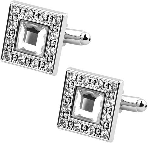 Tuxedo Shirt Studs Crystal Cufflinks for Men Rhinestone Cuff Links Square Cufflinks for Men French Cuff Links Mens formal Dress Shirt Studs for Wedding Business Prom Party in Saudi Arabia