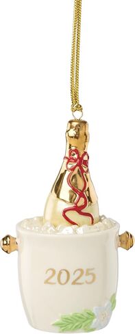Lenox Ornament, 2025 Santa with Mistletoe Ornament, Made from Porcelain, Gold Accents, Features A Gold Cord for Hanging, Christmas Tree Decorations and Christmas Home Decor (Red & White, 1 Piece) in Saudi Arabia
