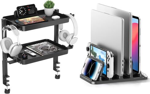 KDD 4-Slot Vertical Laptop Stand and Clamp On Desk Organizer for Office & Home Accessories in Saudi Arabia