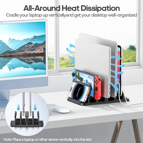 KDD 4-Slot Vertical Laptop Stand and Clamp On Desk Organizer for Office & Home Accessories in Saudi Arabia