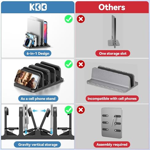 KDD 4-Slot Vertical Laptop Stand and Clamp On Desk Organizer for Office & Home Accessories in Saudi Arabia