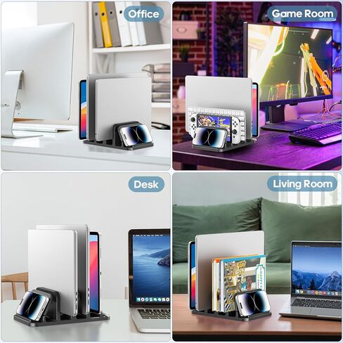 KDD 4-Slot Vertical Laptop Stand and Clamp On Desk Organizer for Office & Home Accessories in Saudi Arabia