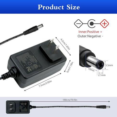 18V 1A AC DC مزود الطاقة، سلك طاقة 6 قدم ETL معتمد 18 فولت 1 أمبير شاحن DC 18V 1A سلك طاقة مع 9 مقابس قابلة للتبديل لـ 100mA 200mA 300mA 400mA 500mA 600mA 800mA 900mA 1000mA إلكترونيات in Kuwait