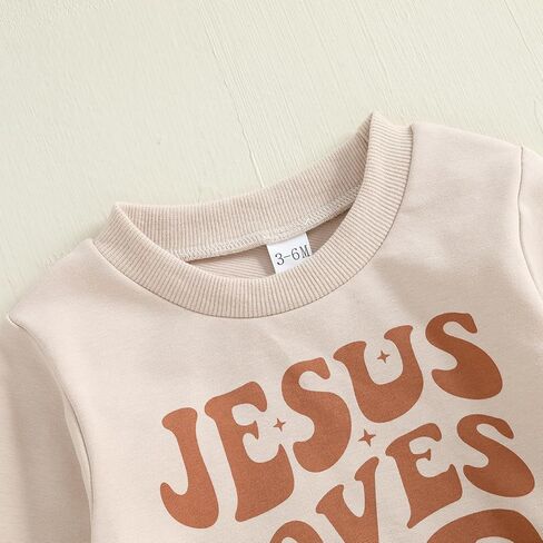 ملابس خريفية للأطفال الأولاد من Jesus Loves Me، سويت شيرت بأكمام طويلة، مجموعة سراويل شتوية لطيفة in Kuwait