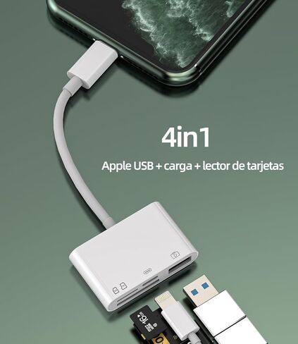 محول قارئ بطاقات Lightning to USB 4in1 SD Micro SD لهاتف iPhone 14 13 12 Pro Max لجهاز iPad كاميرا رقمية صور ذاكرة OTG كابل لمحول قارئ بطاقات ذاكرة Apple TF ملحقات متعددة المنافذ in Kuwait