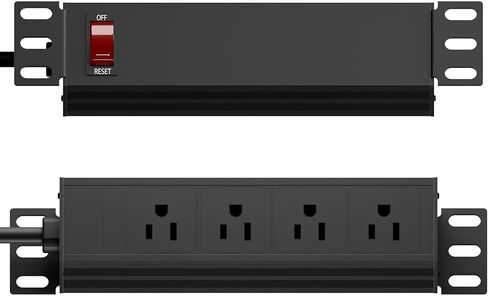 حامل PDU-1U مقاس 10 بوصات (4 منافذ خلفية)، شريط طاقة بحامل مقاس 10 بوصات مع حماية (كابل 125 فولت/15 أمبير بطول 6 أقدام)، وحدة توزيع طاقة مثبتة على حامل لملحقات حامل الخادم الصغير مقاس 10 بوصات، وخزائن الشبكة/الرف/الذات in Kuwait
