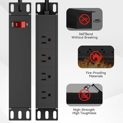 حامل PDU-1U مقاس 10 بوصات (4 منافذ خلفية)، شريط طاقة بحامل مقاس 10 بوصات مع حماية (كابل 125 فولت/15 أمبير بطول 6 أقدام)، وحدة توزيع طاقة مثبتة على حامل لملحقات حامل الخادم الصغير مقاس 10 بوصات، وخزائن الشبكة/الرف/الذات in Kuwait