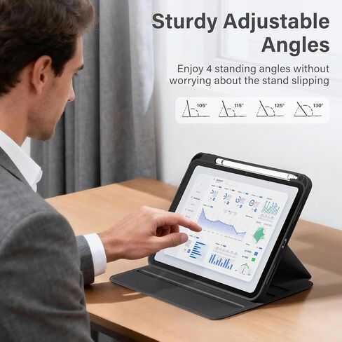 Akkerds for iPad (A16) 11th Generation Case 11 Inch 2025, for iPad 10th Generation Case 10.9 Inch 2022 with Pencil Holder, Multiple Angles Stand Cover, Shockproof TPU Back, Auto Sleep/Wake, Black in Saudi Arabia