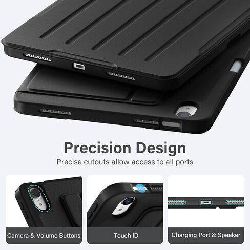 Akkerds for iPad (A16) 11th Generation Case 11 Inch 2025, for iPad 10th Generation Case 10.9 Inch 2022 with Pencil Holder, Multiple Angles Stand Cover, Shockproof TPU Back, Auto Sleep/Wake, Black in Saudi Arabia