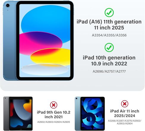 Akkerds for iPad (A16) 11th Generation Case 11 Inch 2025, for iPad 10th Generation Case 10.9 Inch 2022 with Pencil Holder, Multiple Angles Stand Cover, Shockproof TPU Back, Auto Sleep/Wake, Black in Saudi Arabia