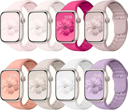 8 Pack Sport Bands Compatible with Apple Watch Bands 40mm 38mm 41mm 42mm 44mm 45mm 49mm 46mm for Women Men,Silicone Waterproof Strap for iWatch Apple Watch Series11 10 9 Ultra 8 7 6 5 4 3 2 1 SE in Saudi Arabia