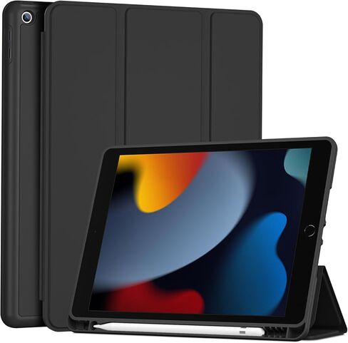 ProCase for iPad 9th 8th 7th Generation 10.2" (2021/2020/2019 Release), Soft TPU Back Cover with Pencil Holder, Shockproof Smart Slim Case, Auto Sleep/Wake-Dark Green in Saudi Arabia