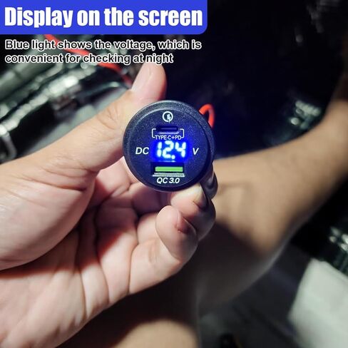 45W 12V USB Outlet 2-Port Car Charger Socket, PD USB C & QC 3.0 Port Waterproof Cigarette Lighter Sockets with LED Voltmeter, Universal Quick Charge Sockets for Cars RV Boat Marine Truck in Saudi Arabia