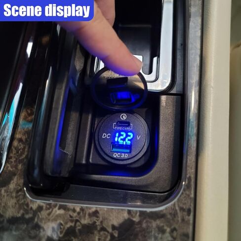 45W 12V USB Outlet 2-Port Car Charger Socket, PD USB C & QC 3.0 Port Waterproof Cigarette Lighter Sockets with LED Voltmeter, Universal Quick Charge Sockets for Cars RV Boat Marine Truck in Saudi Arabia