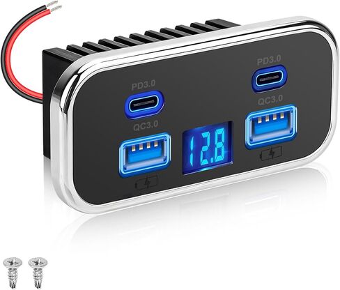 منفذ USB Linkstyle RV، 76 وات مزدوج 18 وات USB-A ومنافذ PD3.0 مزدوجة 20 وات، لوحة مخرج طاقة مع فولتميتر لشاحنة سيارة بحرية 12 فولت/24 فولت in Saudi Arabia