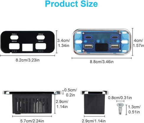 منفذ USB Linkstyle RV، 76 وات مزدوج 18 وات USB-A ومنافذ PD3.0 مزدوجة 20 وات، لوحة مخرج طاقة مع فولتميتر لشاحنة سيارة بحرية 12 فولت/24 فولت in Saudi Arabia
