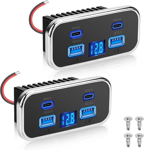 منفذ USB Linkstyle RV، 76 وات مزدوج 18 وات USB-A ومنافذ PD3.0 مزدوجة 20 وات، لوحة مخرج طاقة مع فولتميتر لشاحنة سيارة بحرية 12 فولت/24 فولت in Kuwait