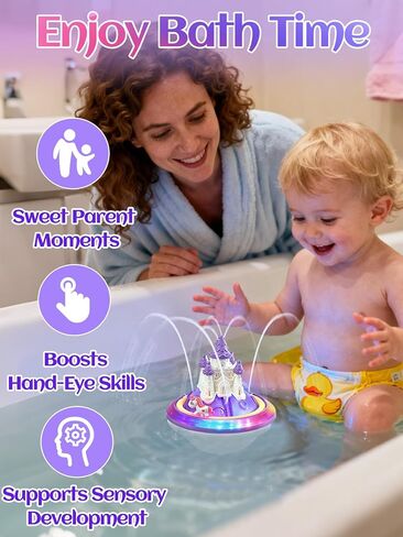 Light up Baby Bath Toys Birthday Gifts- LED Color-Changing Lights & Automatic Water Spray, Fun Bathtub Water Toys for Kids Ages 1-3 Toddlers, Purple in Saudi Arabia