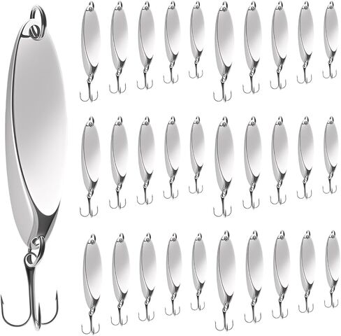 5pcs Fishing Lures Spoons Trout Lure Hard Metal Spinner Bass Baits 5 Sizes Casting Spoon Hooks for Salmon Bass in 1/5 1/4 3/8 1/2 3/4 oz in Saudi Arabia