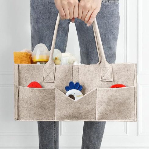 Diaper Caddy Organizer Bag with Dual Handles, Storage Bin and Car Organizer Internal Compartments External Pockets for Diapers and Wipes, Khaki in Saudi Arabia
