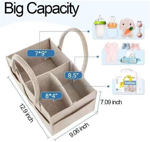 Diaper Caddy Organizer Bag with Dual Handles, Storage Bin and Car Organizer Internal Compartments External Pockets for Diapers and Wipes, Khaki in Saudi Arabia