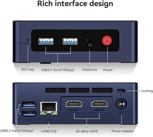 Beelink MINI S12 Mini PC,Intel 12th Gen Alder Lake-N95 Processor(4C/4T,up to 3.4GHz),Mini Computer 8GB DDR4 RAM 256GB SSD,Support 4K Dual Display,WiFi 5/BT4.2/USB3.2/2.5G LAN/WOL/Auto Power On in Kuwait