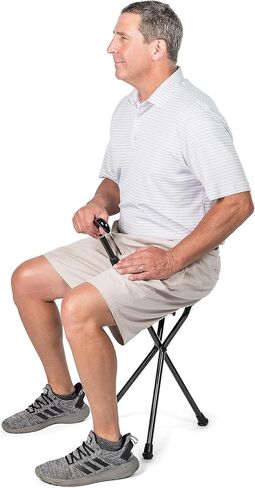 Folding Cane Seat, Carbon Fiber Walking Stick with Chair, Portable, Compact Foldable Cane and Chair Combination with Carry Case in Saudi Arabia