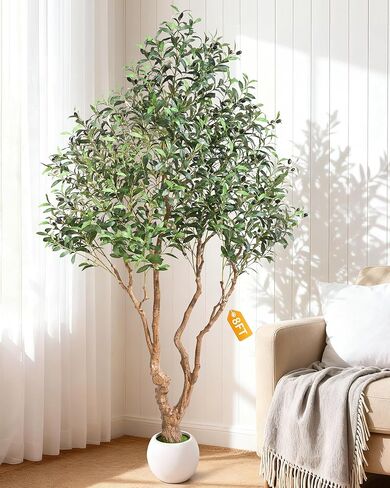 Faux Olive Tree 6 FT, Fake Olive Tree with Lush Silk Leaves and Realistic Olive Fruits,Olive Trees Artificial Indoor with Planter for Indoor Home Office Living Room Bedroom Stairs Outdoor in Saudi Arabia