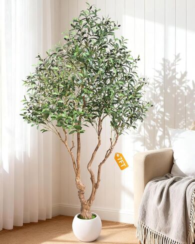 Faux Olive Tree 6 FT, Fake Olive Tree with Lush Silk Leaves and Realistic Olive Fruits,Olive Trees Artificial Indoor with Planter for Indoor Home Office Living Room Bedroom Stairs Outdoor in Saudi Arabia