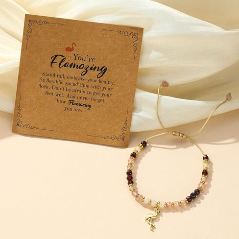 هدايا Glowave Dragonfly & Flamingo للنساء، سوار من الحجر الطبيعي، هدية صداقة ملهمة للصديق وزميل العمل والأم والأخت in Kuwait