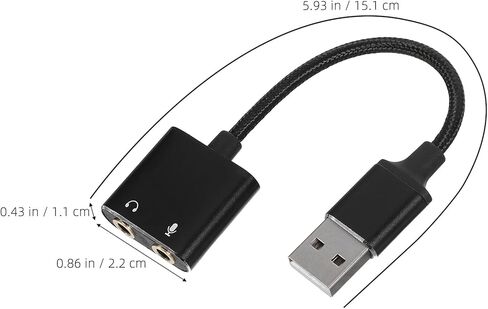 محول بطاقة صوت USB من Kisangel، محول صوت خارجي مع مقسم سماعة رأس ومقبس ميكروفون للكمبيوتر الشخصي والأجهزة اللوحية، مخرج صوت ثابت واضح in Kuwait