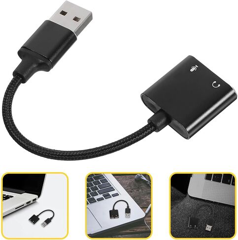 محول بطاقة صوت USB من Kisangel، محول صوت خارجي مع مقسم سماعة رأس ومقبس ميكروفون للكمبيوتر الشخصي والأجهزة اللوحية، مخرج صوت ثابت واضح in Kuwait
