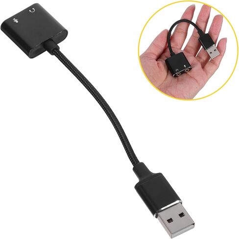 محول صوت USB عالي الأداء من Sewroro، محول بطاقة صوت خارجي، سماعة رأس واحدة ومقبس ميكروفون لأجهزة الكمبيوتر والهواتف الذكية والأجهزة اللوحية وكابل التوصيل والتشغيل in Kuwait