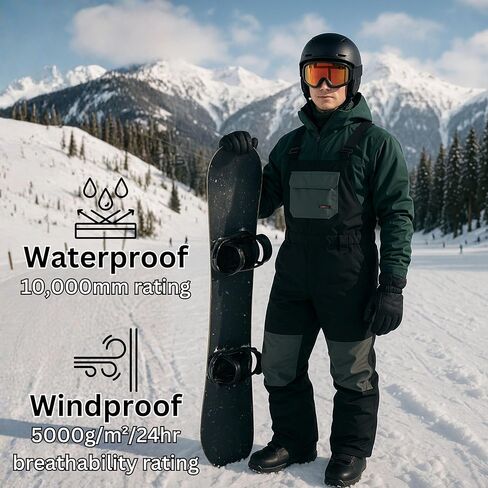 Alpine Swiss Mens Snow Bib 10K Waterproof Ski Overalls Insulated Snowboard Pants Windproof Breathable Outdoor Winter Sports in Saudi Arabia