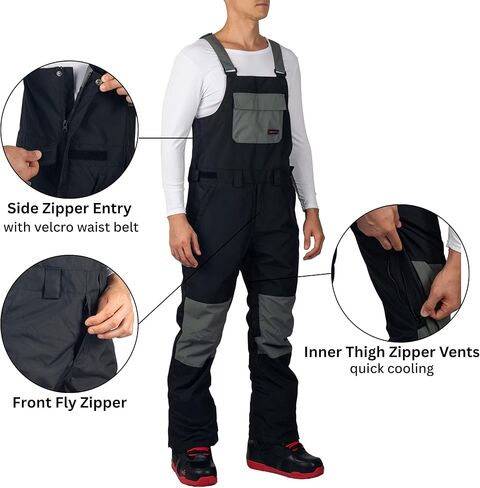 Alpine Swiss Mens Snow Bib 10K Waterproof Ski Overalls Insulated Snowboard Pants Windproof Breathable Outdoor Winter Sports in Saudi Arabia