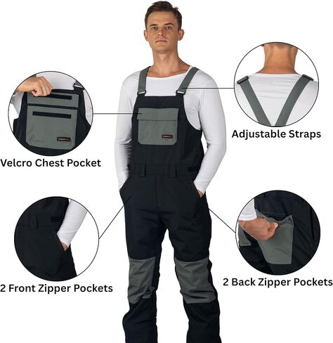 Alpine Swiss Mens Snow Bib 10K Waterproof Ski Overalls Insulated Snowboard Pants Windproof Breathable Outdoor Winter Sports in Saudi Arabia